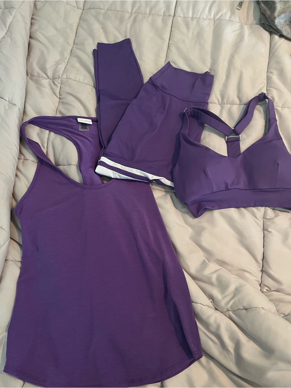 Purple Women’s Bombshell Sportswear 3 Piece Set - Tank, Sports Bra & Leggings